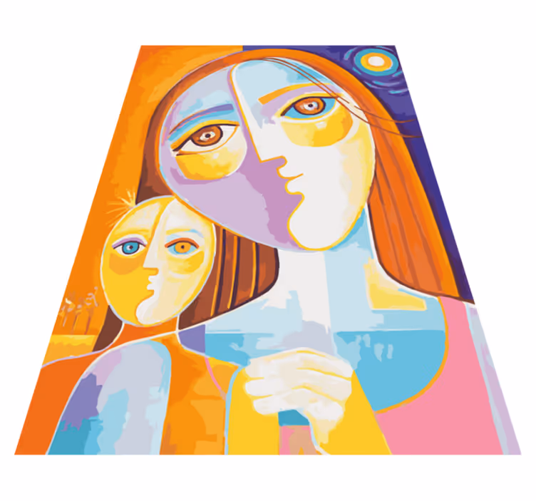 Colorful Abstract Faces mosaic vinyl rug - TenStickers