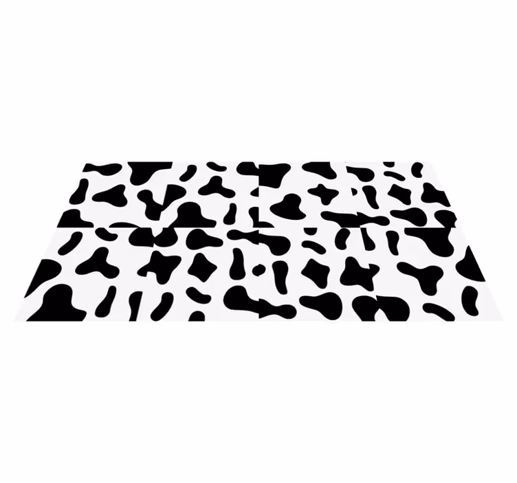 Animal print vinyl rug black and white cow - TenStickers