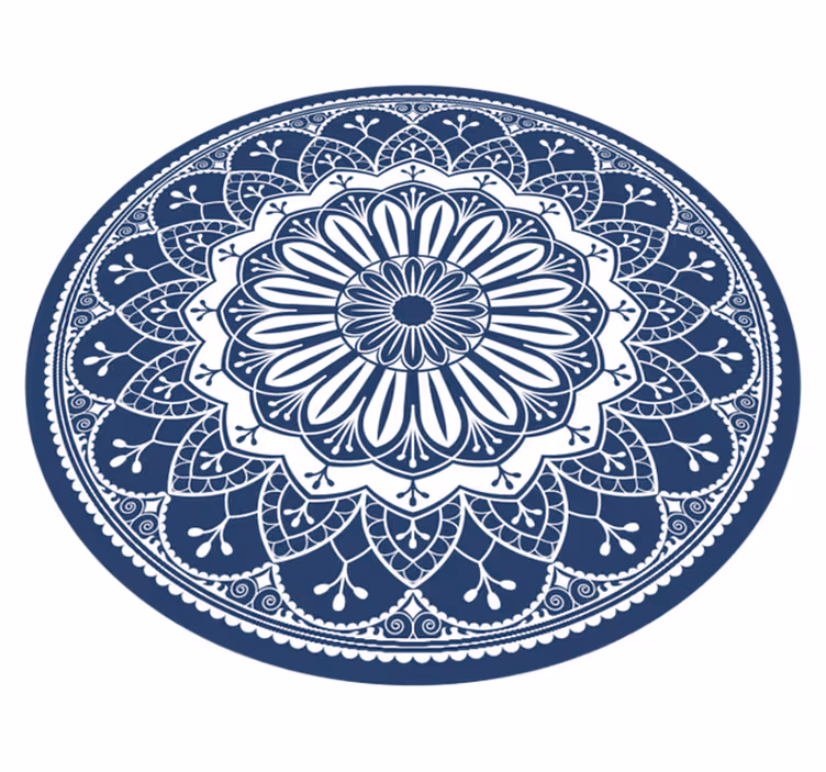 Circular blue mandala bedroom vinyl rug - TenStickers