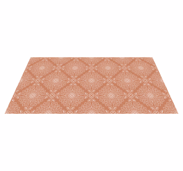 Orange tile motif mandala vinyl rug - TenStickers