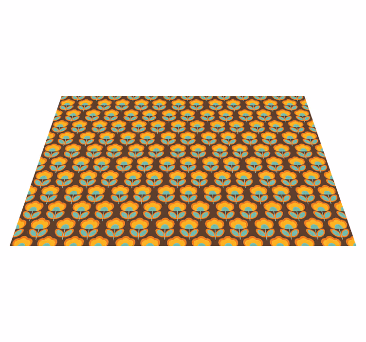 Vintage brown design floral vinyl rug - TenStickers