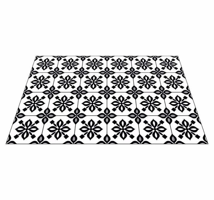 black and white mandala  tile carpet - TenStickers