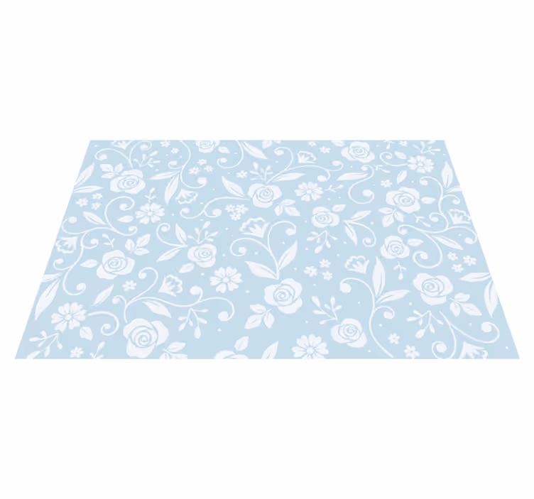 Floral vinyl rug in floral pattern blues - TenStickers