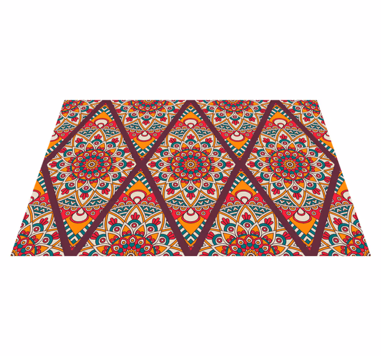 Colorful tile motif mandala vinyl rug - TenStickers