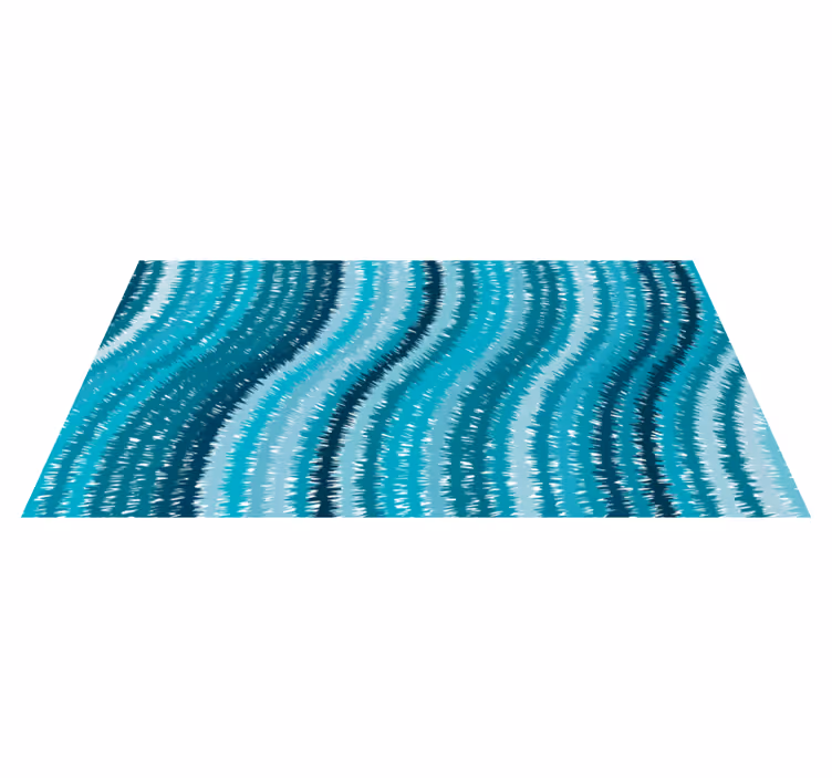 Wavy aqua textured vinyl rug - TenStickers