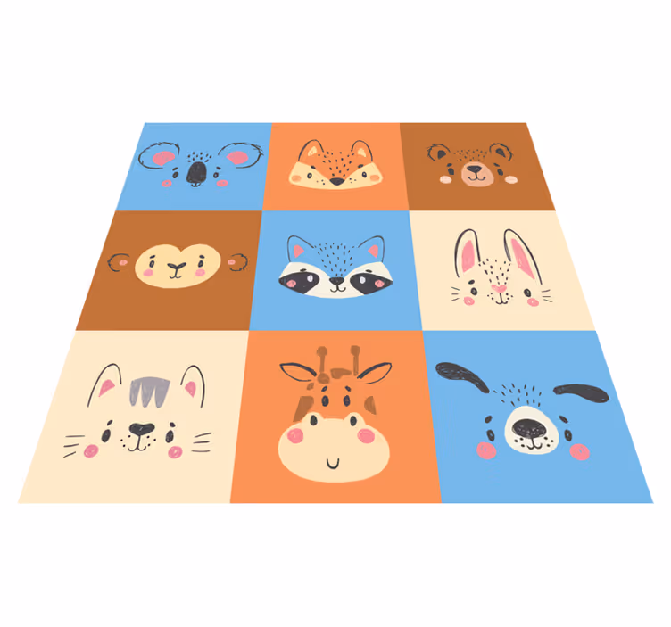 Baby animals tiles kids vinyl rug - TenStickers