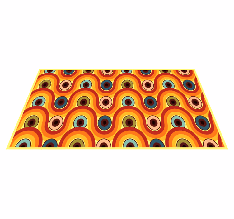 Colorful wavy motif vintage vinyl rug - TenStickers