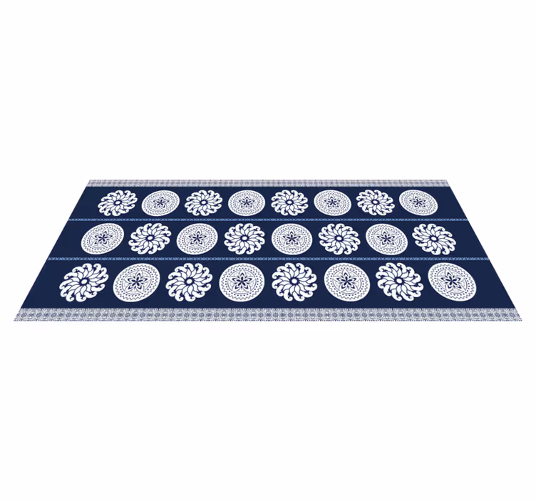 Navy blue patterns mandala vinyl rug - TenStickers