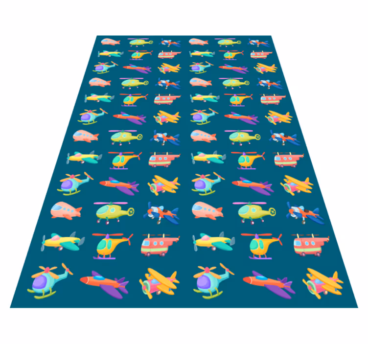 Kids colorful planes and aircraft  vinyl rug - TenStickers