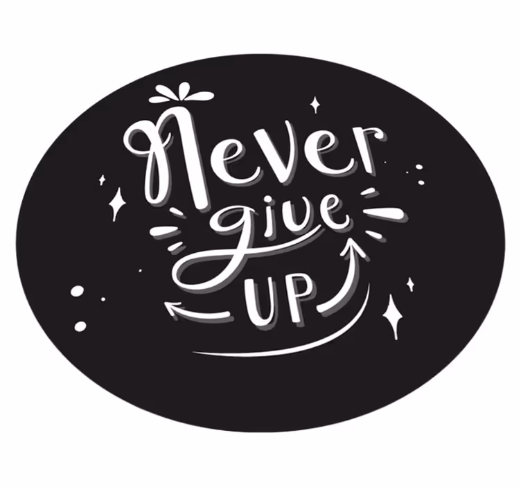 Custom rug black design never give up - TenStickers