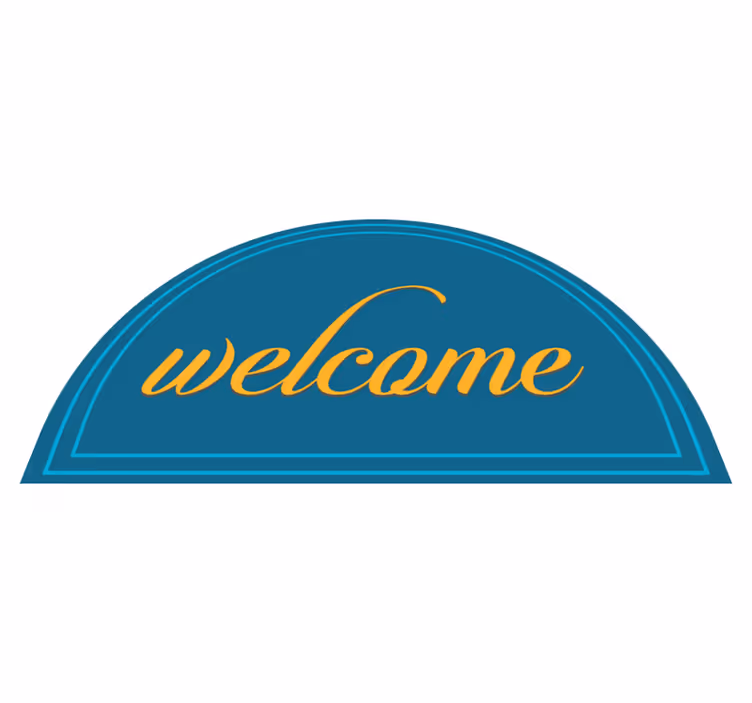 Entrance hall vinyl rug in blue welcome design - TenStickers
