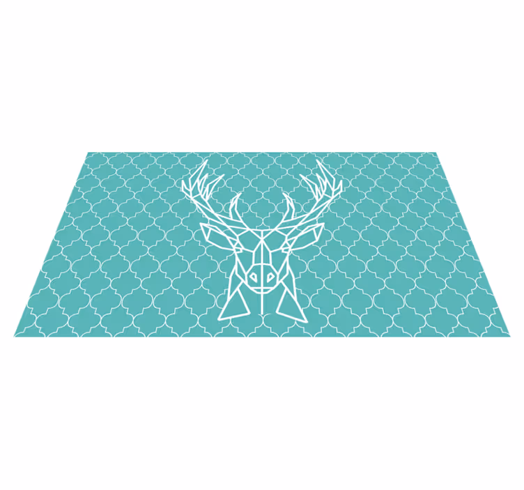 Turquoise origami stag animal vinyl rug - TenStickers
