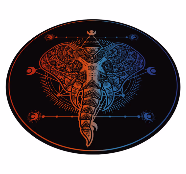 Elephant Art mandala vinyl rug - TenStickers