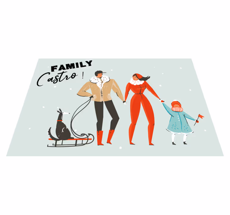 Personalised winter family custom vinyl rug - TenStickers