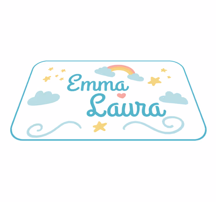 Double name with rainbow kids vinyl rug - TenStickers
