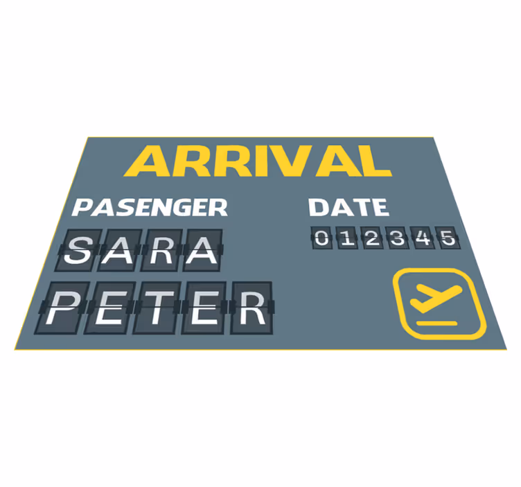 Arrival flight ticket personalised mat - TenStickers