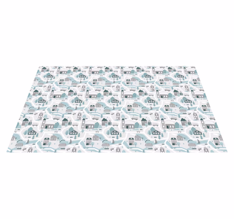 Blue and gray city baby play mat - TenStickers