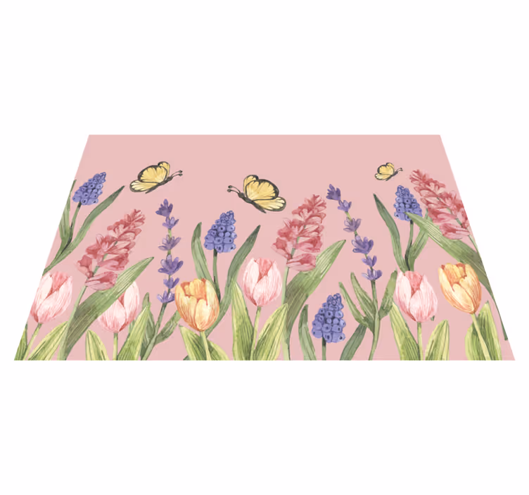 Butterflies and daisies kids vinyl rug - TenStickers