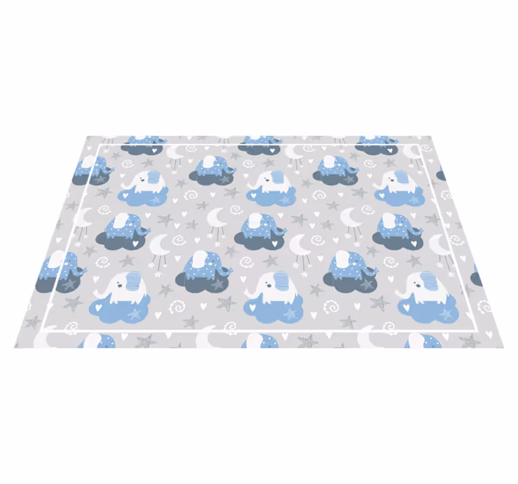 Elephant in cloud basket baby play mat - TenStickers