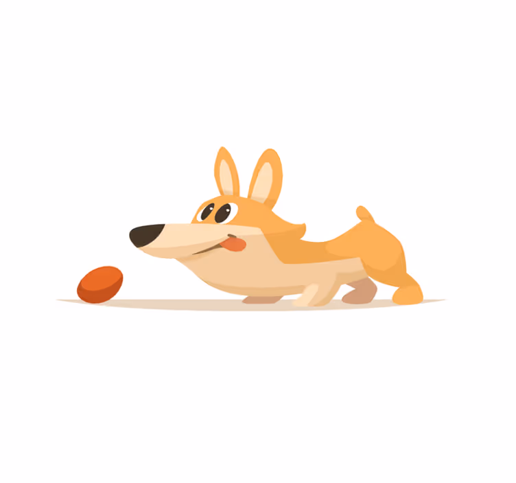 Playful Corgi Chase kids vinyl rug - TenStickers
