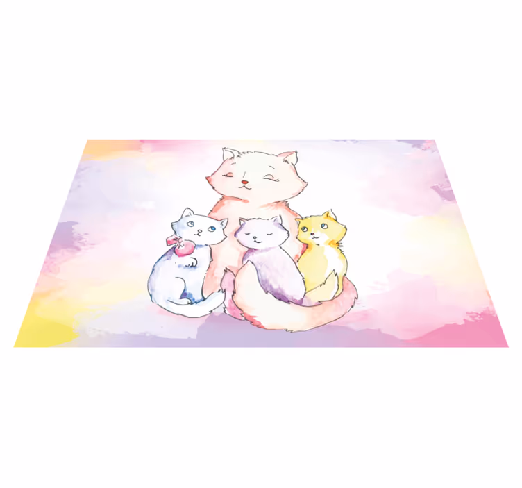 Cute Cat Family nursery vinyl rug - TenStickers