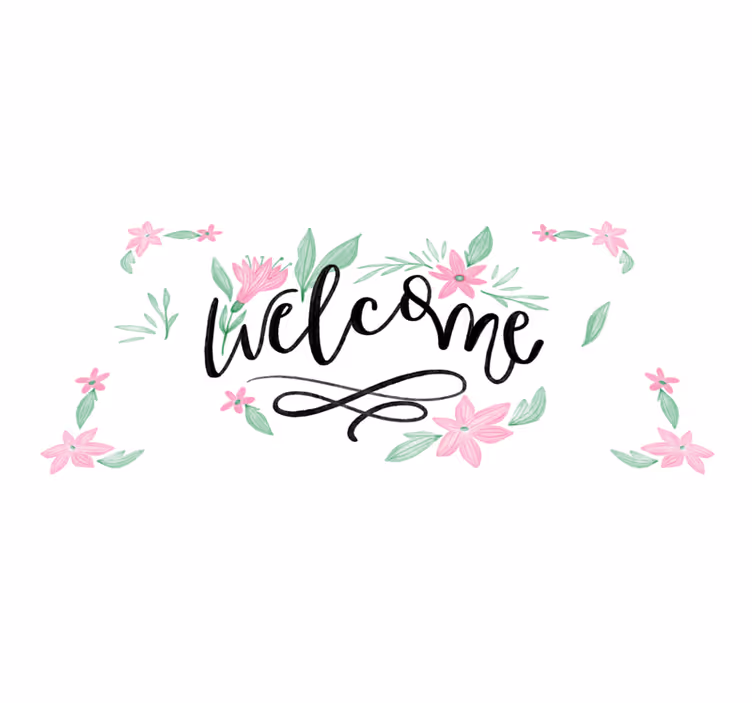 Welcome home flowers entrance hall vinyl rug - TenStickers