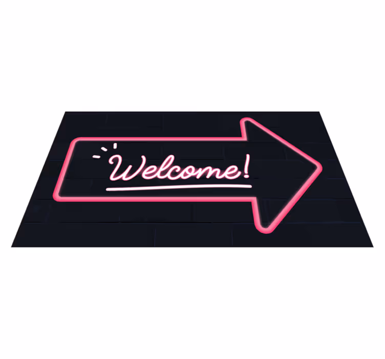 Welcome pink arrow entrance hall vinyl rug - TenStickers