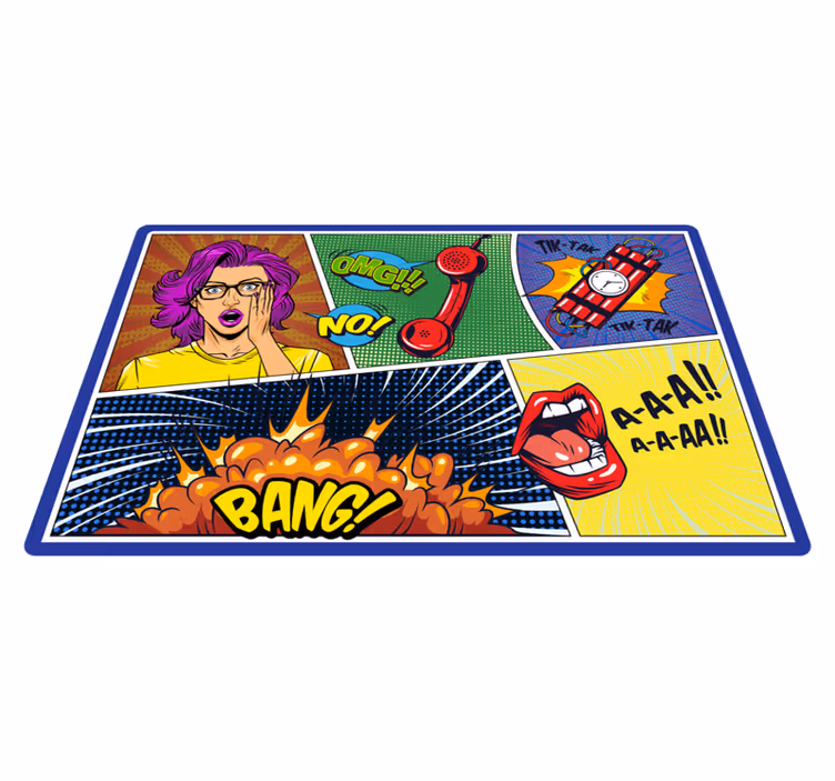 Comic style reactions teen vinyl rug - TenStickers