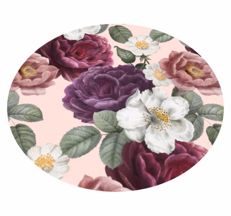 Pink red flower blurry floral rug - TenStickers