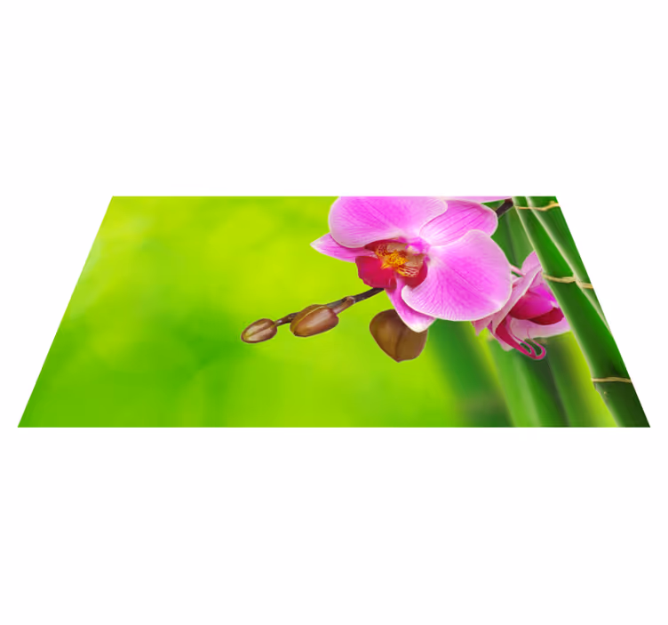Orchid and bamboo floral vinyl rug - TenStickers