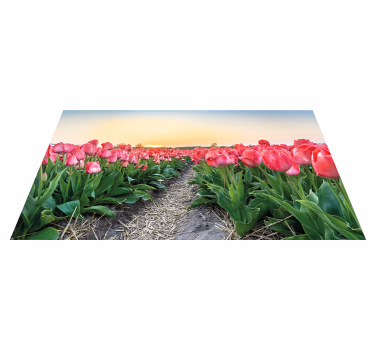 Tulip Field Perspective floral vinyl rug - TenStickers