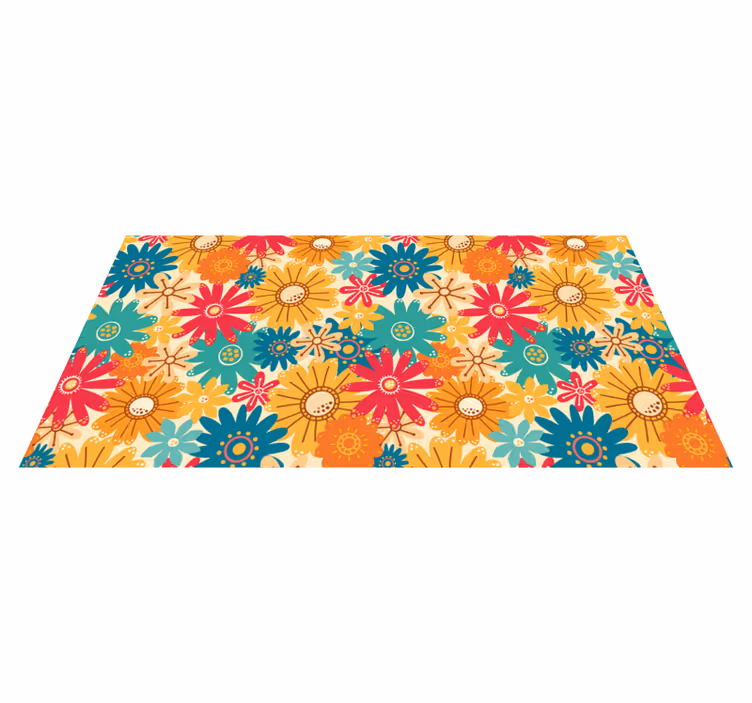 Floral vinyl rug colorful flower design - TenStickers