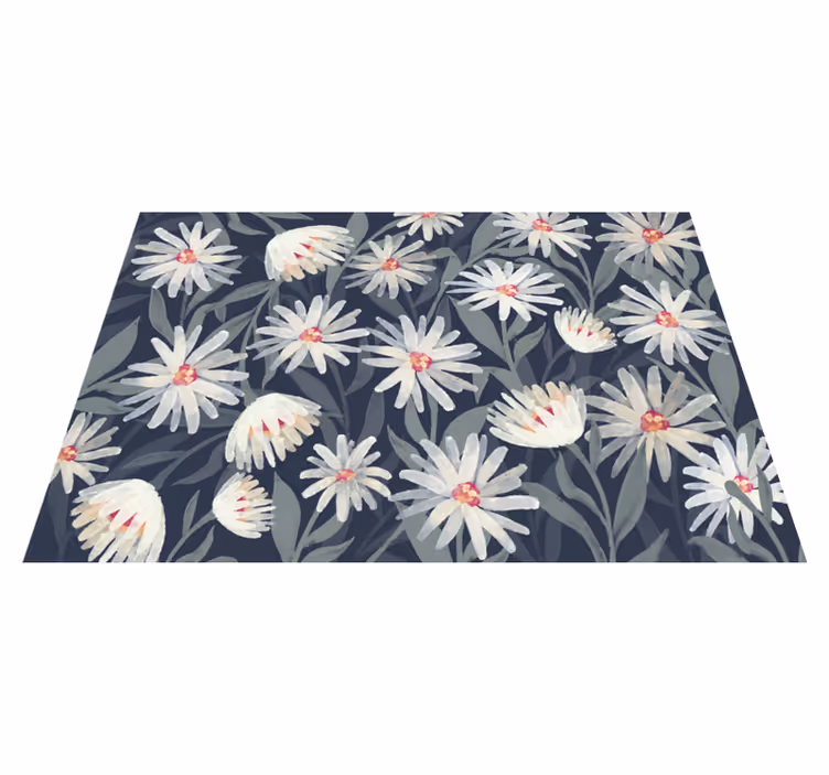 Floral vinyl rug with white daisies design - TenStickers