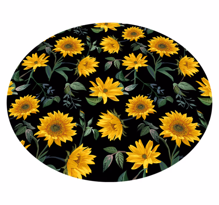 Sunflower Botanical Element floral vinyl rug - TenStickers