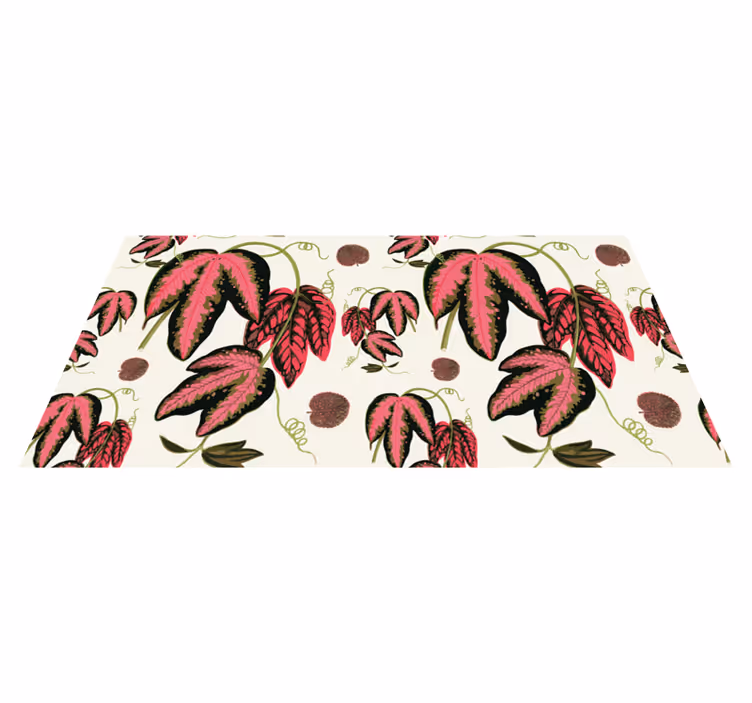 Red maranta leafs floral vinyl rug - TenStickers