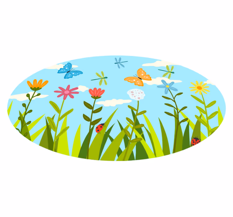 Floral vinyl rug in blooming garden scene - TenStickers