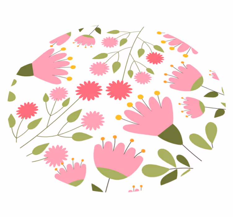Floral pattern delight floral vinyl rug - TenStickers