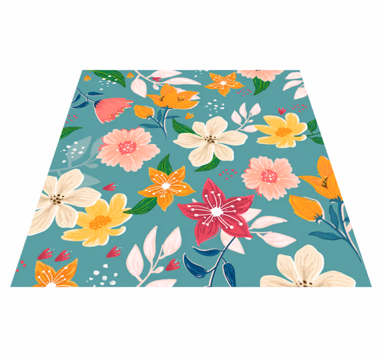 Floral pattern play floral vinyl rug - TenStickers