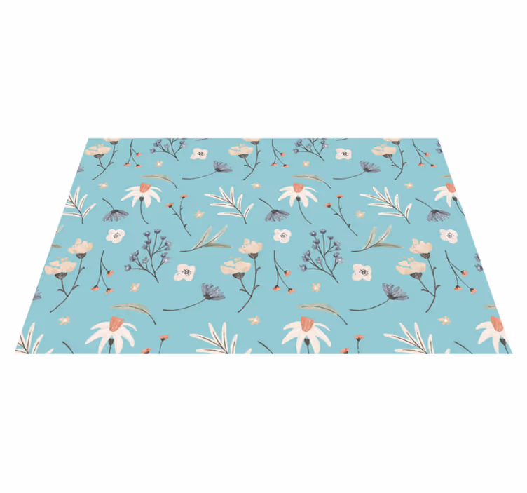 Floral vinyl rug with blooming floral patterns - TenStickers