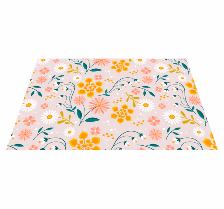 Floral vinyl rug daisy field design - TenStickers