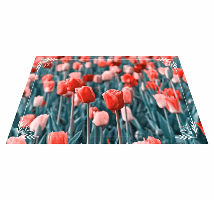 Tulip Field Scene floral vinyl rug - TenStickers