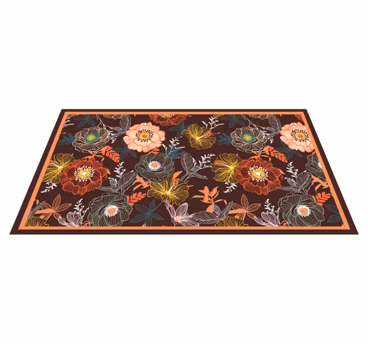 Floral vinyl rug with retro burst pattern - TenStickers