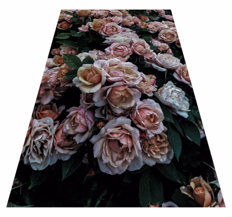 Multi pink and white roses nature vinyl rug - TenStickers