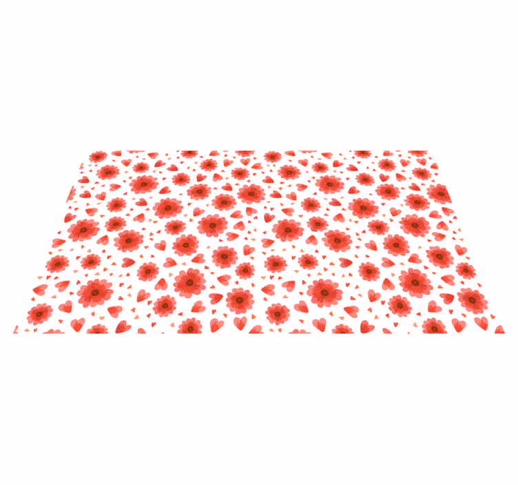 Floral heart pattern floral vinyl rug - TenStickers