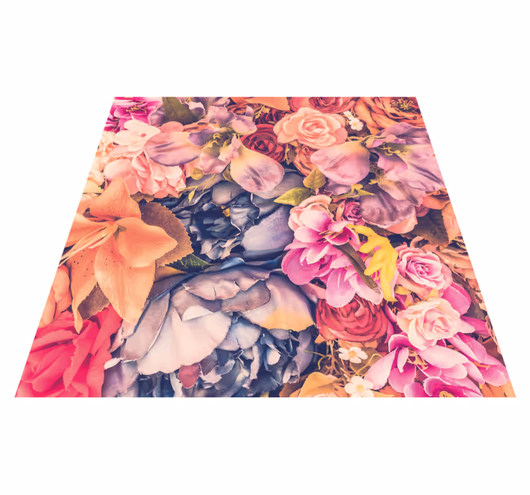 colorful flowers floral rug - TenStickers