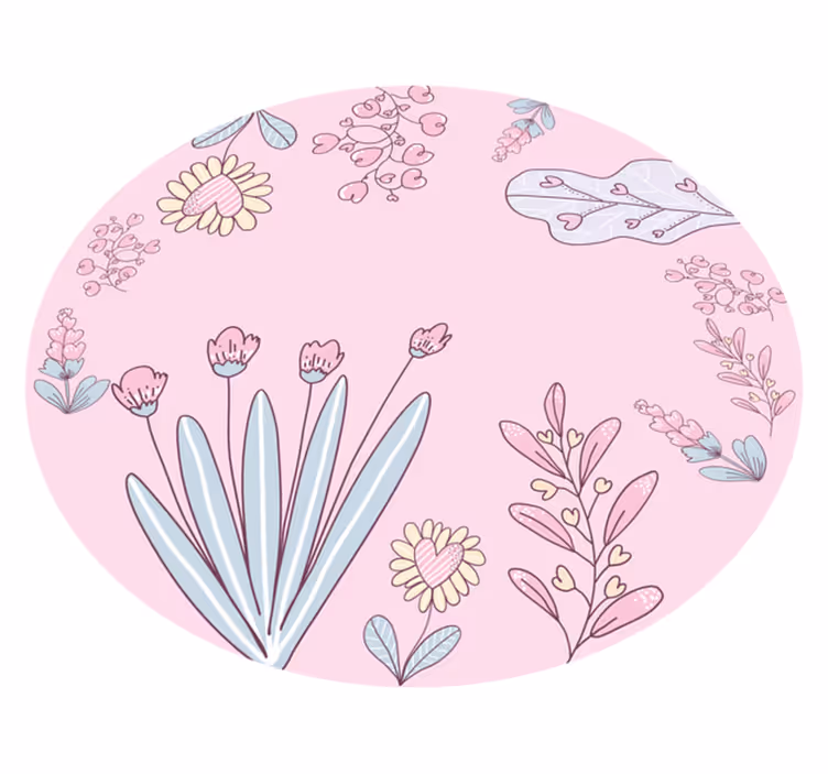 Floral vinyl rug with floral heart patterns - TenStickers