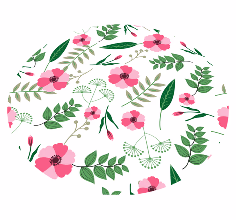 Delightful Floral Motif floral vinyl rug - TenStickers