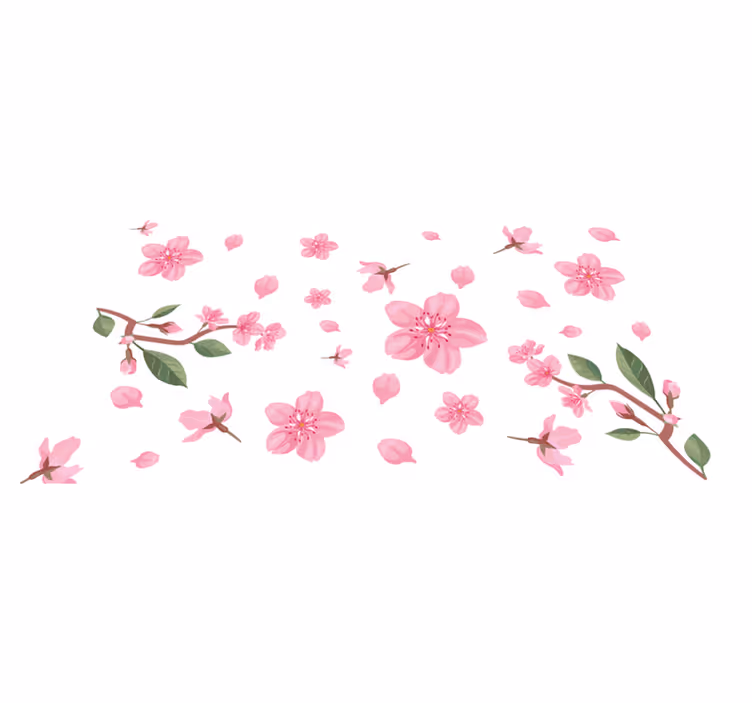 Pink Blossom Motif floral vinyl rug - TenStickers