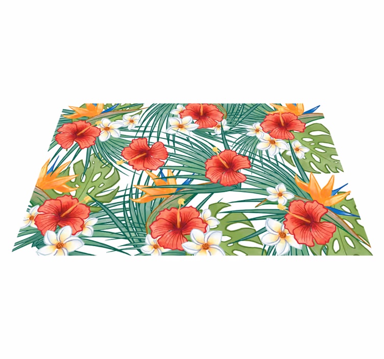 Tropical floral theme floral vinyl rug - TenStickers
