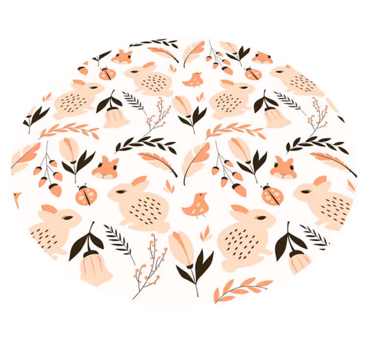 Gentle Bunny Floral kids vinyl rug - TenStickers